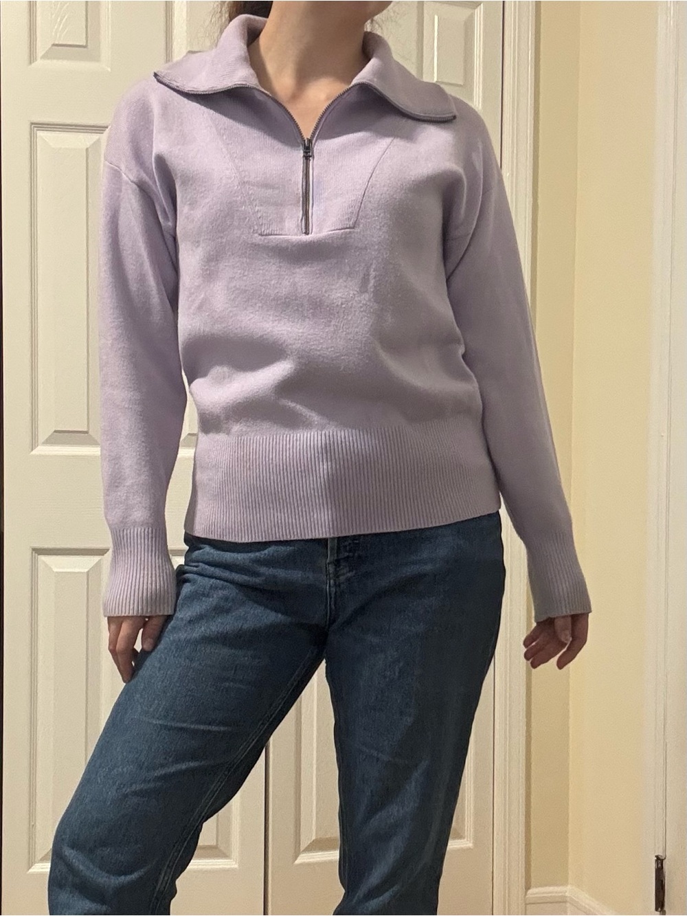 Country Road Lilac Half-Zip Turtleneck Sweater